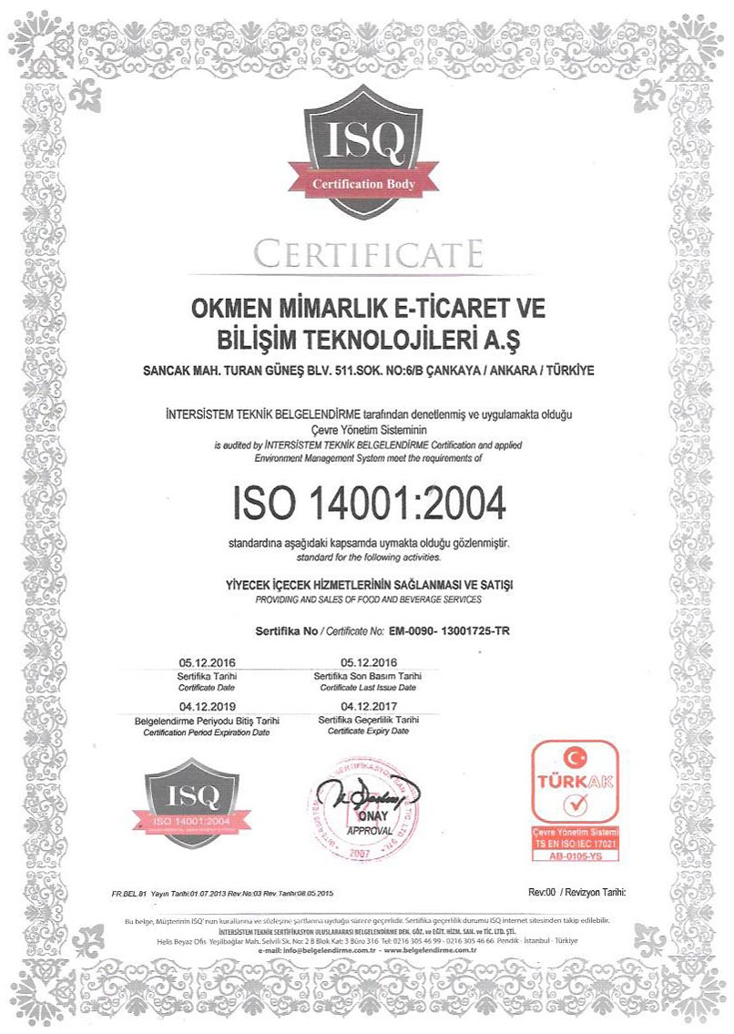 ISO-14001-2004 Sertfika Belgesi